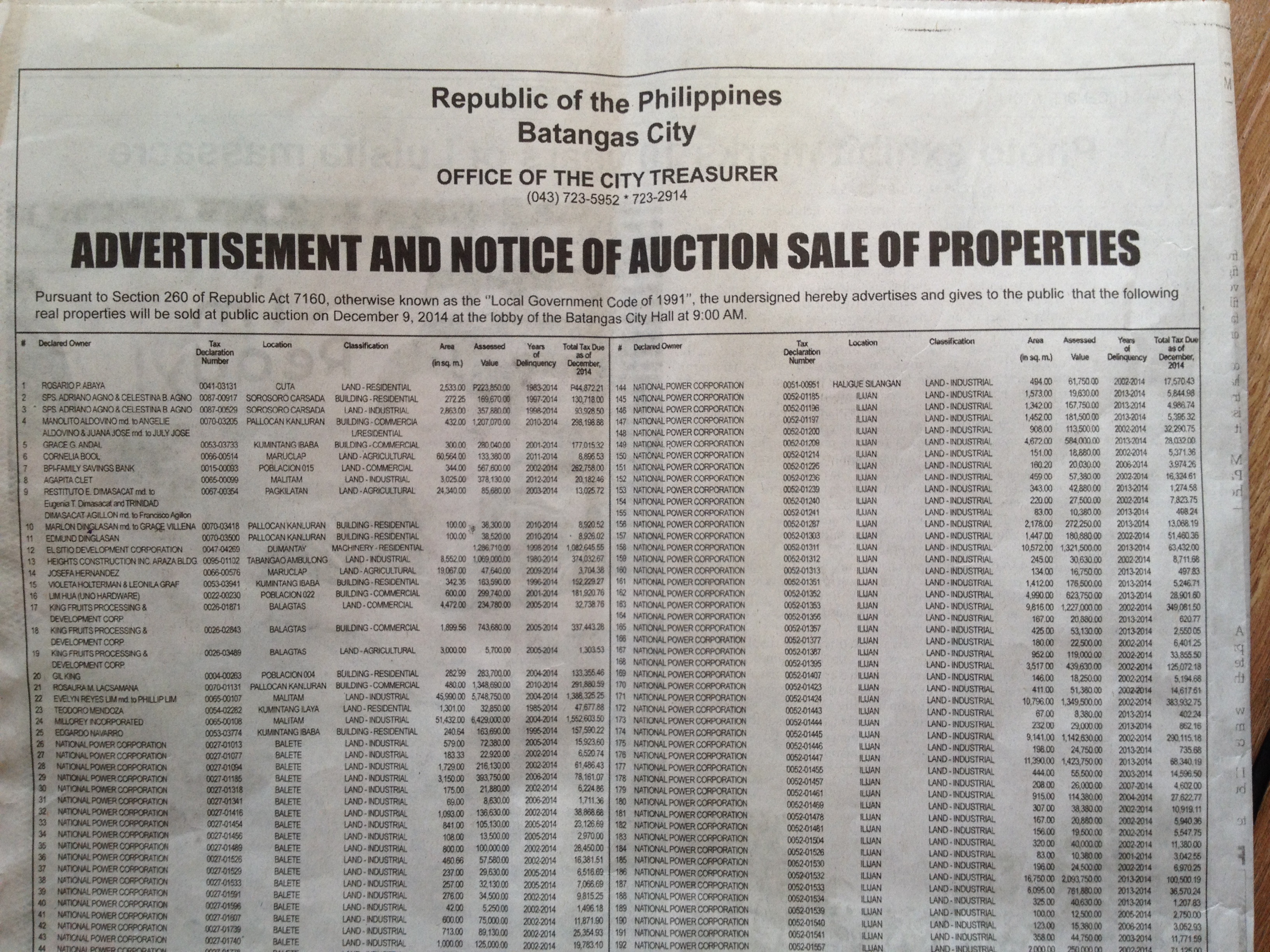 Notice of TDP auction of Batangas city.jpg